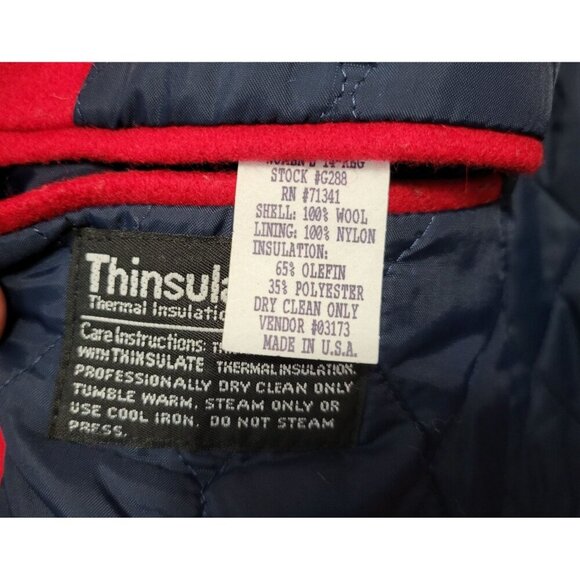 Vintage L.L.Bean Red Wool Coat Quilted Thinsulate Lining - Picture 12 of 15